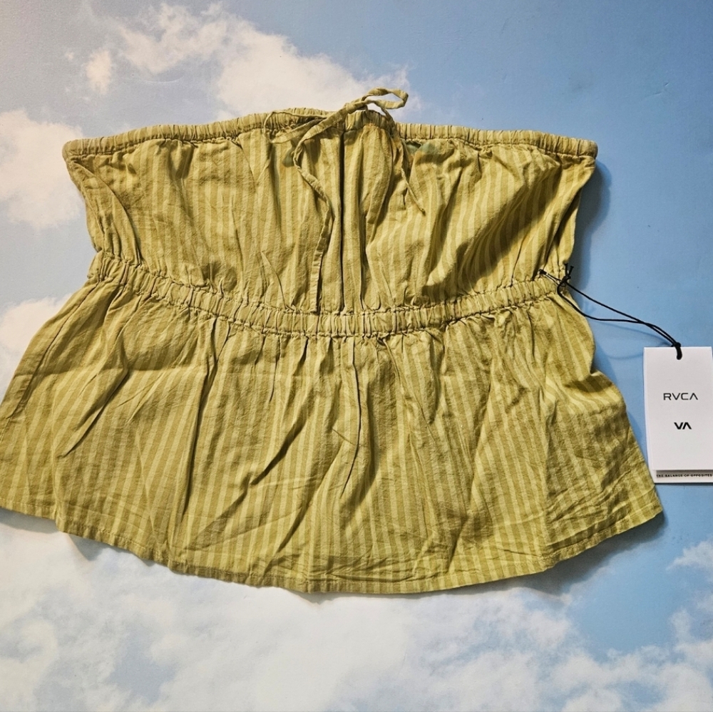 RVCA Yellow Green Stripe Crop Top Beach Top, Boho Top